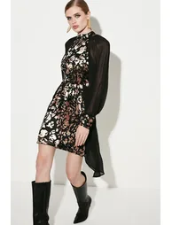 Animal Devore Panelled Georgette Dress