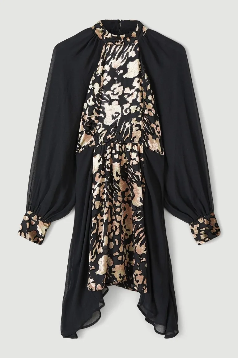 Animal Devore Panelled Georgette Dress - 3