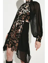 Animal Devore Panelled Georgette Dress - 2