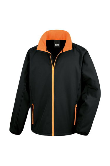 Result Core Mens Printable Soft Shell Jacket - Black/Orange