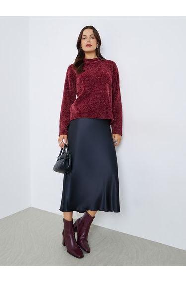 Regular Fit Regular Length Lurex Yarn Sweater