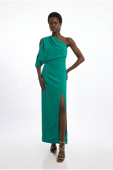 Compact Stretch Viscose One Shoulder Maxi Dress