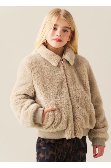Lottie Borg Fur Bomber - Stone