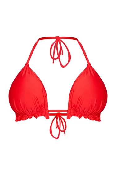 Red Frill Edge Padded Bikini Top
