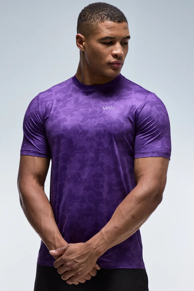 Man Active Regular Fit Geo Camo T-Shirt - purple