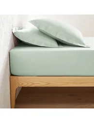شرشف سرير قطن سادة بحواف مطاطية لمراتب سميكة - 1