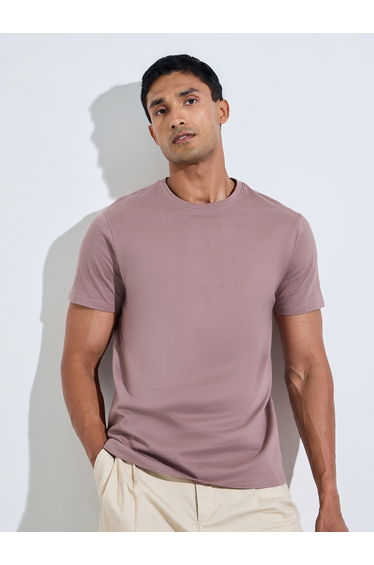 Men Pink Crew Neck Regular Fit T-Shirt