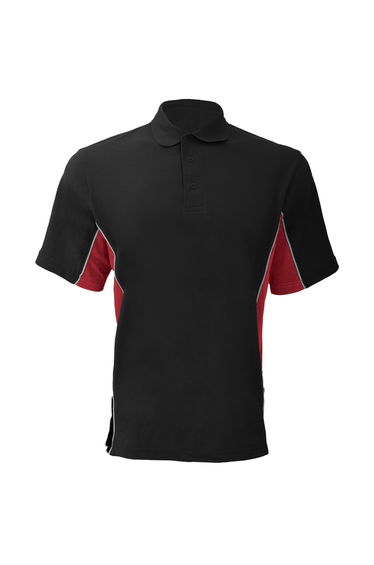Gamegear® Mens Track Pique Short Sleeve Polo Shirt Top - Black/Red/White