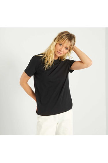 Plain jersey T-shirt black