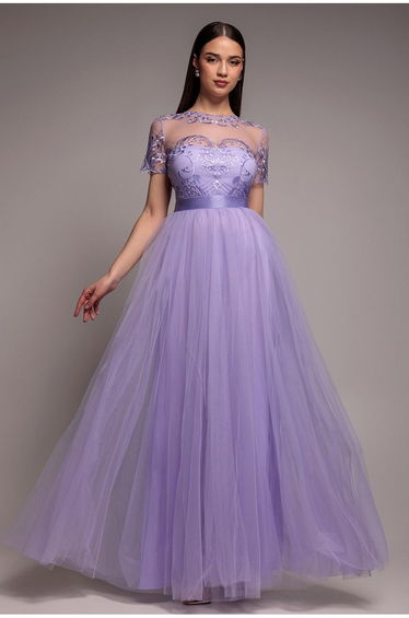Goddiva Column Bridesmaid Dress with Embroidery