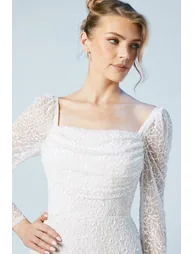 Corset Sequin Flare Sleeve  Column Midi Dress - 3