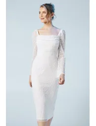 Corset Sequin Flare Sleeve  Column Midi Dress - 1