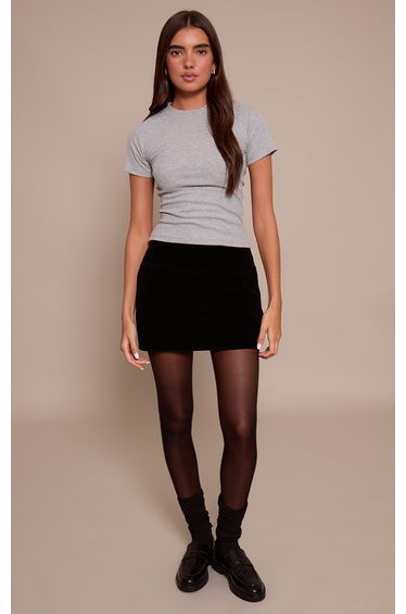 Black Faux Suede Mini Skirt
