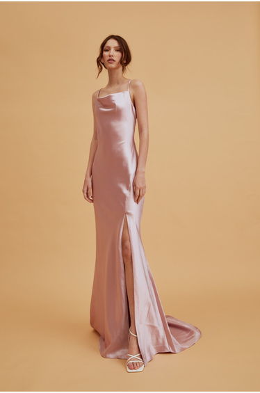 Pippa Blush Pink Bridesmaid Cowl-Neck Slip Dress