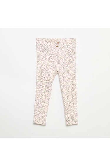 Long Patterned Ribbed Leggings WHITE