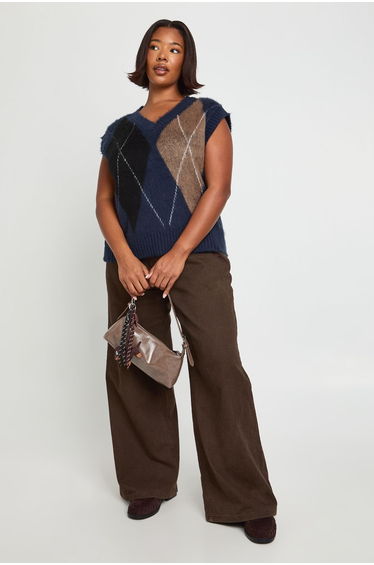 Plus Argyle Knitted Vest