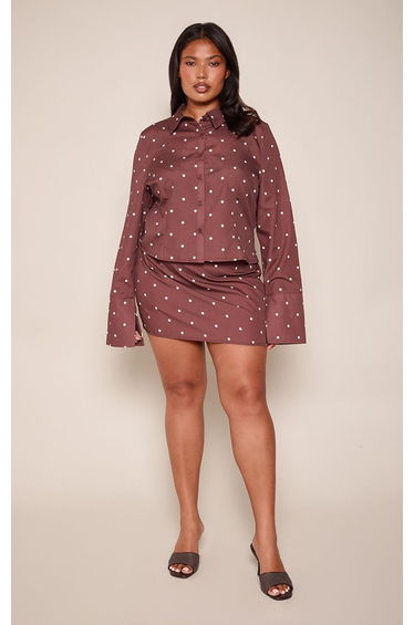 Plus Chocolate Polka Dot Mini Skirt Co-ord
