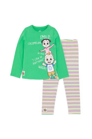Cocomelon Childrens/Kids Long-Sleeved T-Shirt And Leggings Set - Green/White/Pink
