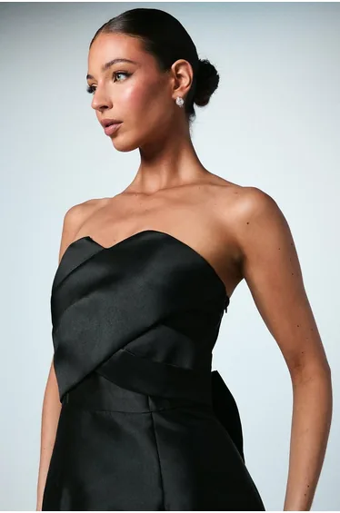 Bandeau Twill Bow Back Dress