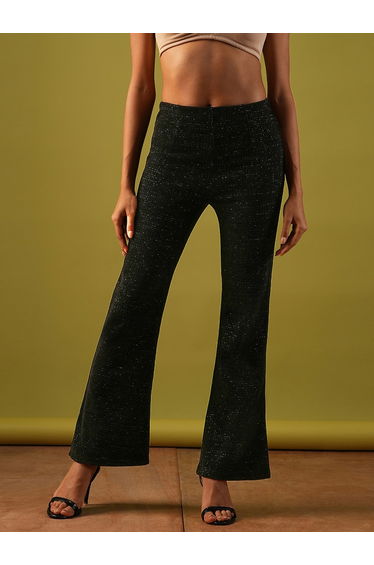 Textured High Rise Flared Treggings