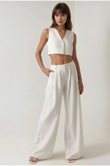 Pika Collection Fitted Striped Crop Vest