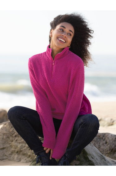 Purbeck 1/4 Zip Teddy Fleece Fuchsia