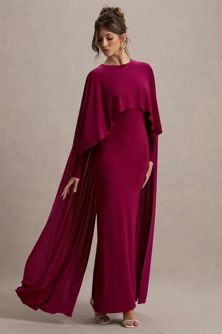 chinese dress ladies Tracy Studio Curved Draped Off Shoulder with Long Sleeve Cape Dress