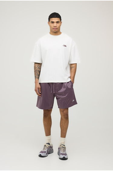 Regular Fit Striped Man Script Short - mauve