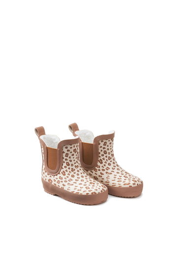 Kids' Leopard Print Wellies with Elasticated Side Gores