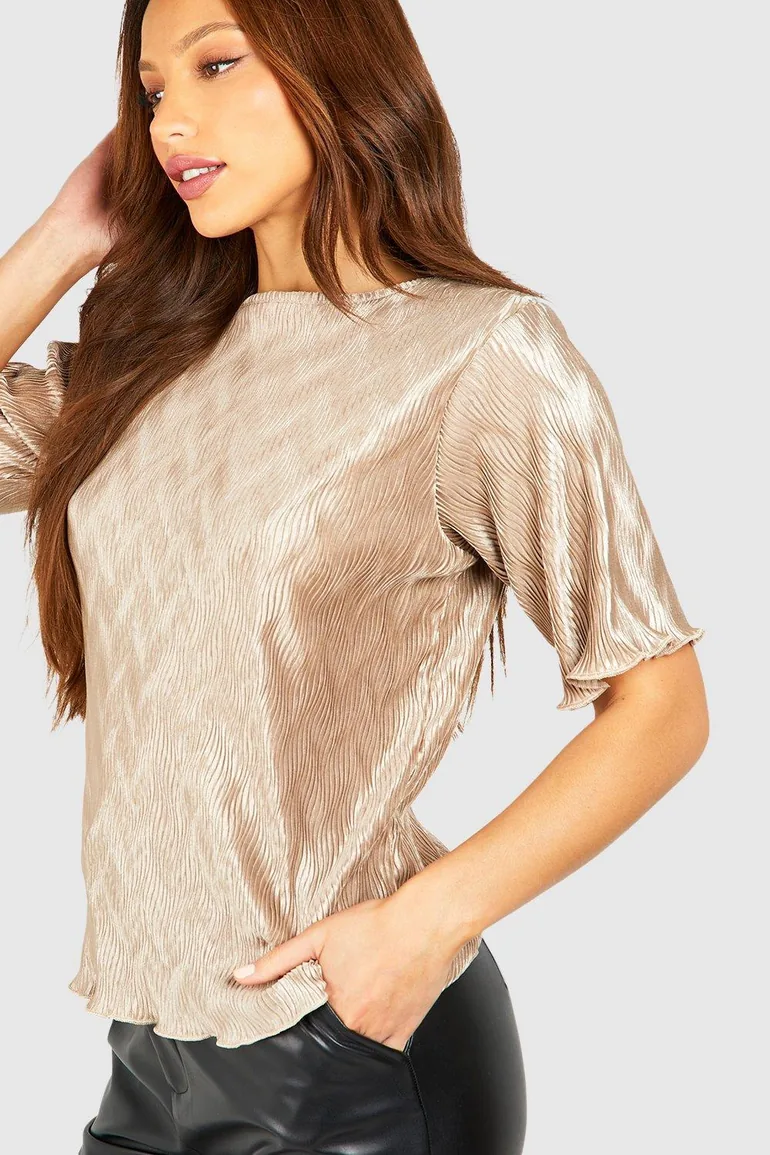 Tall Plisse Shoulder Pad T-shirt - 3