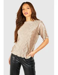 Tall Plisse Shoulder Pad T-shirt