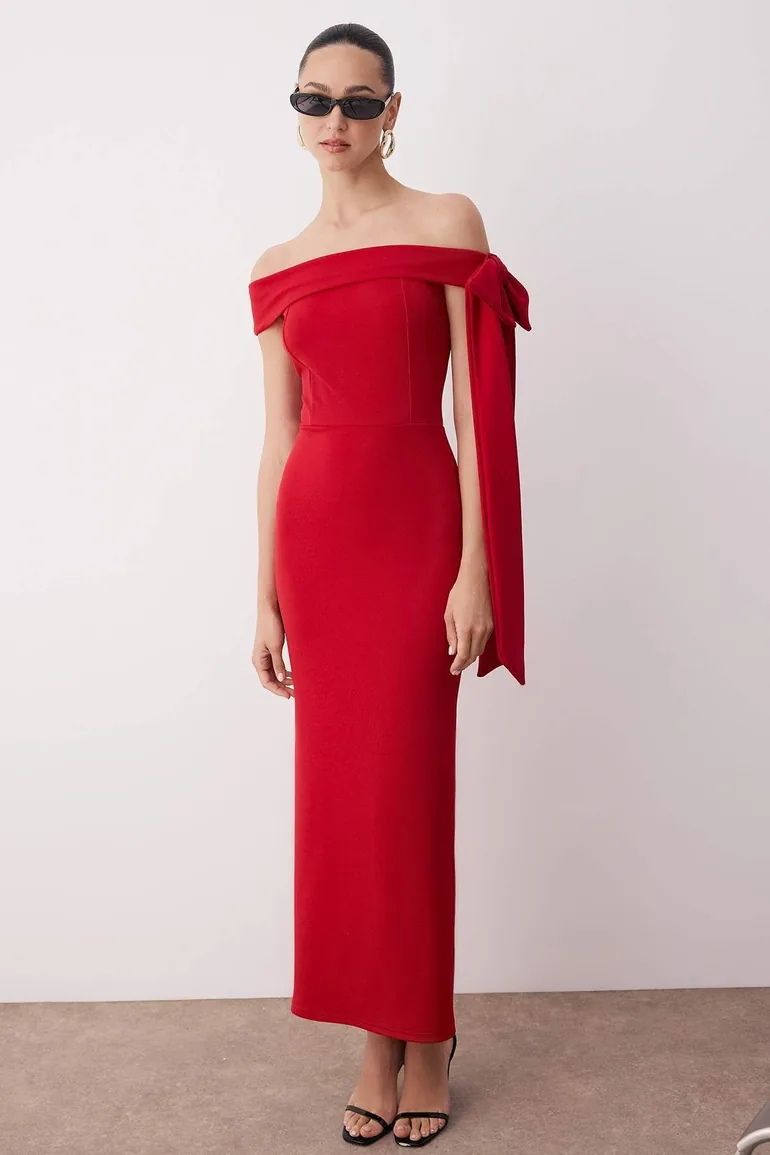 princess polly baby blue dress Long Sleeve High Neck Corset Detail Mini Bodycon Dress In Red Lace | EGO UK main image 0