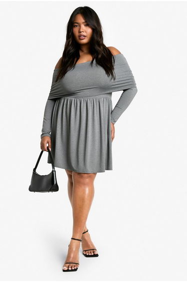 Plus Jersey Off Shoulder Skater Dress