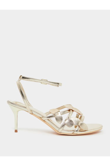 Ankle Strap Metallic Heel Sandals