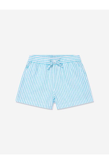 Girls Striped Logo Shorts in Blue