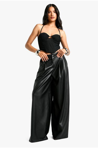 Mesh Ruched Cup Halterneck Corset - black