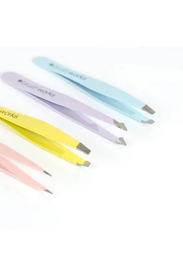 Brushworks HD 4 Piece Combination Tweezer Set - Pastels