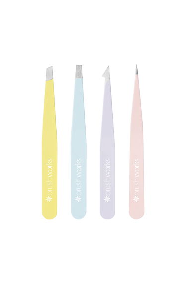 Brushworks HD 4 Piece Combination Tweezer Set - Pastels
