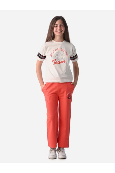 Slogan Print Round Neck T-Shirt and Pyjama Set