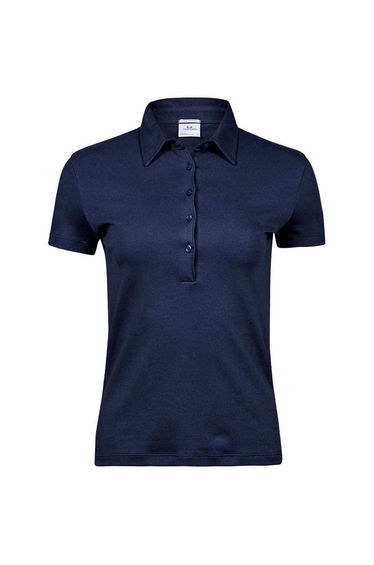Tee Jays Womens/Ladies Pima Cotton Interlock Stitching Polo Shirt - Navy