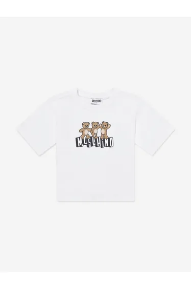 Moschino Kids Teddy Bear Logo T-Shirt in White