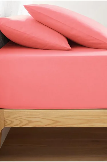 شرشف سرير قطن سادة بحواف مطاطية  لمراتب سميكة 32سم