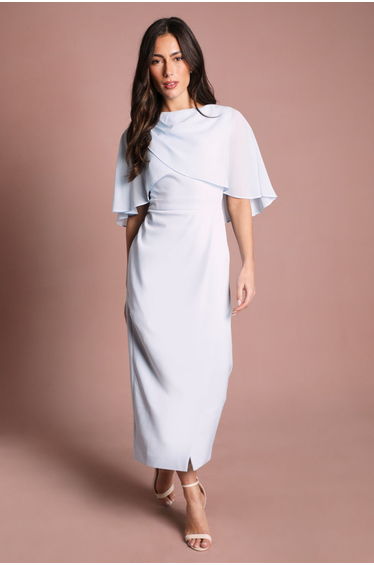 Chiffon Cape Pencil Dress