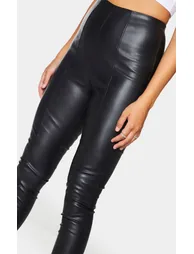 Black Faux Leather Stretch Leggings - 3