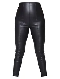 Black Faux Leather Stretch Leggings - 4