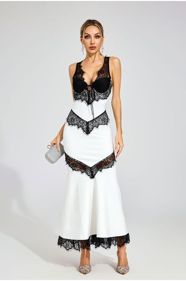 Don White Lace Maxi Dress