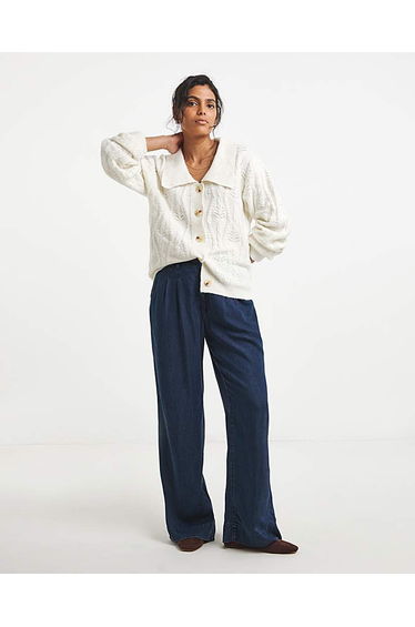 Simply Be Cable Knit Collar Cardigan