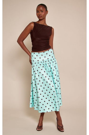 Chocolate Slinky Twisted Low Back Sleeveless Top