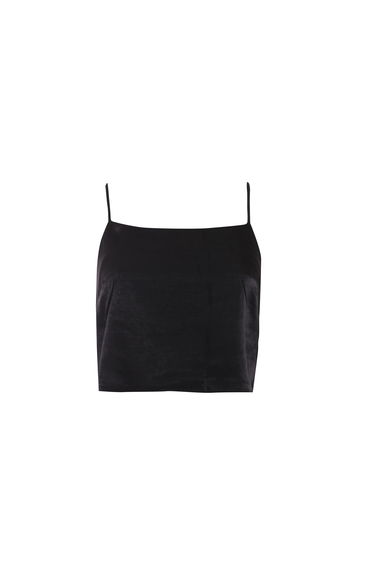 LADIES TOP BLACK SATIN