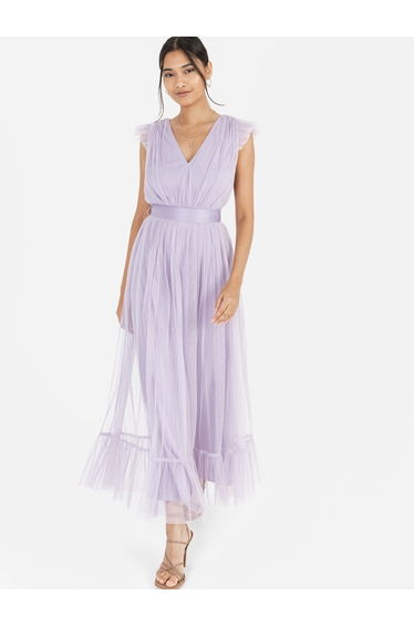 Anaya With Love Recycled Dusty Lilac Midaxi Dress with Sash Belt